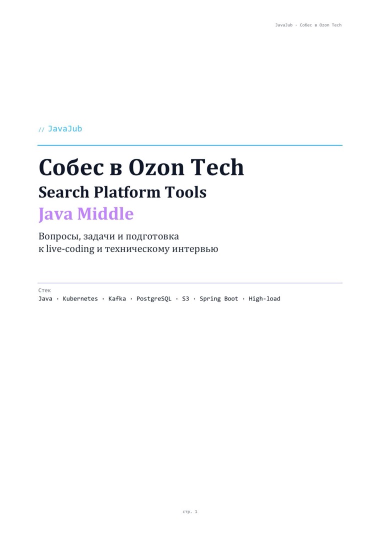 Титульный лист гайда: Ozon Tech Middle